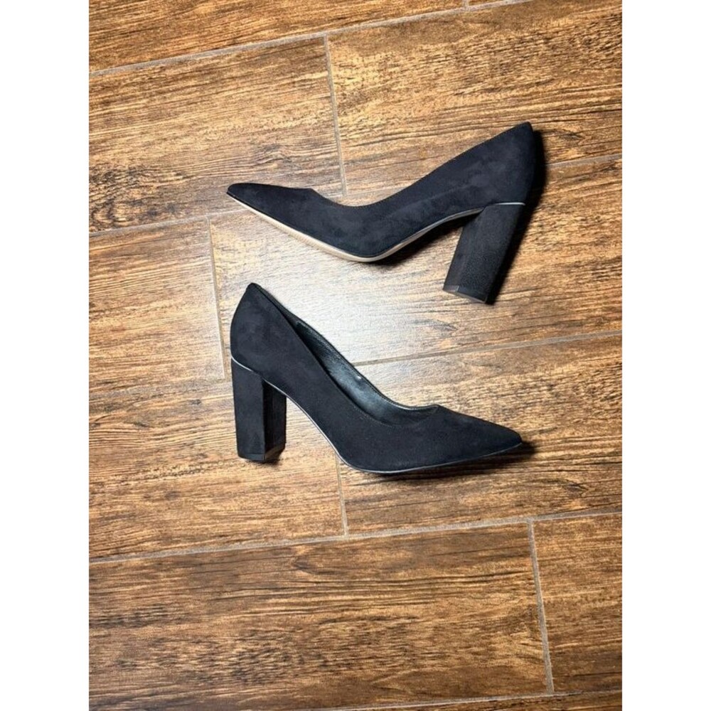 Marc Fisher Black Suede Pointed Toe Block Heel Pumps - 7